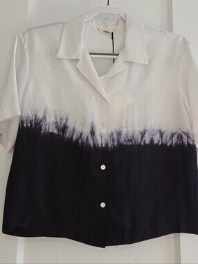 Barena White to Black Dip-Dye Silk Shirt